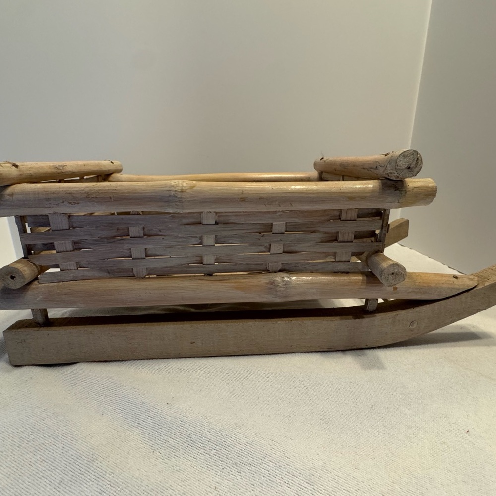 Vintage Driftwood/Bleached Bamboo Sleigh Wood Runners For Holiday Decor or Dolls